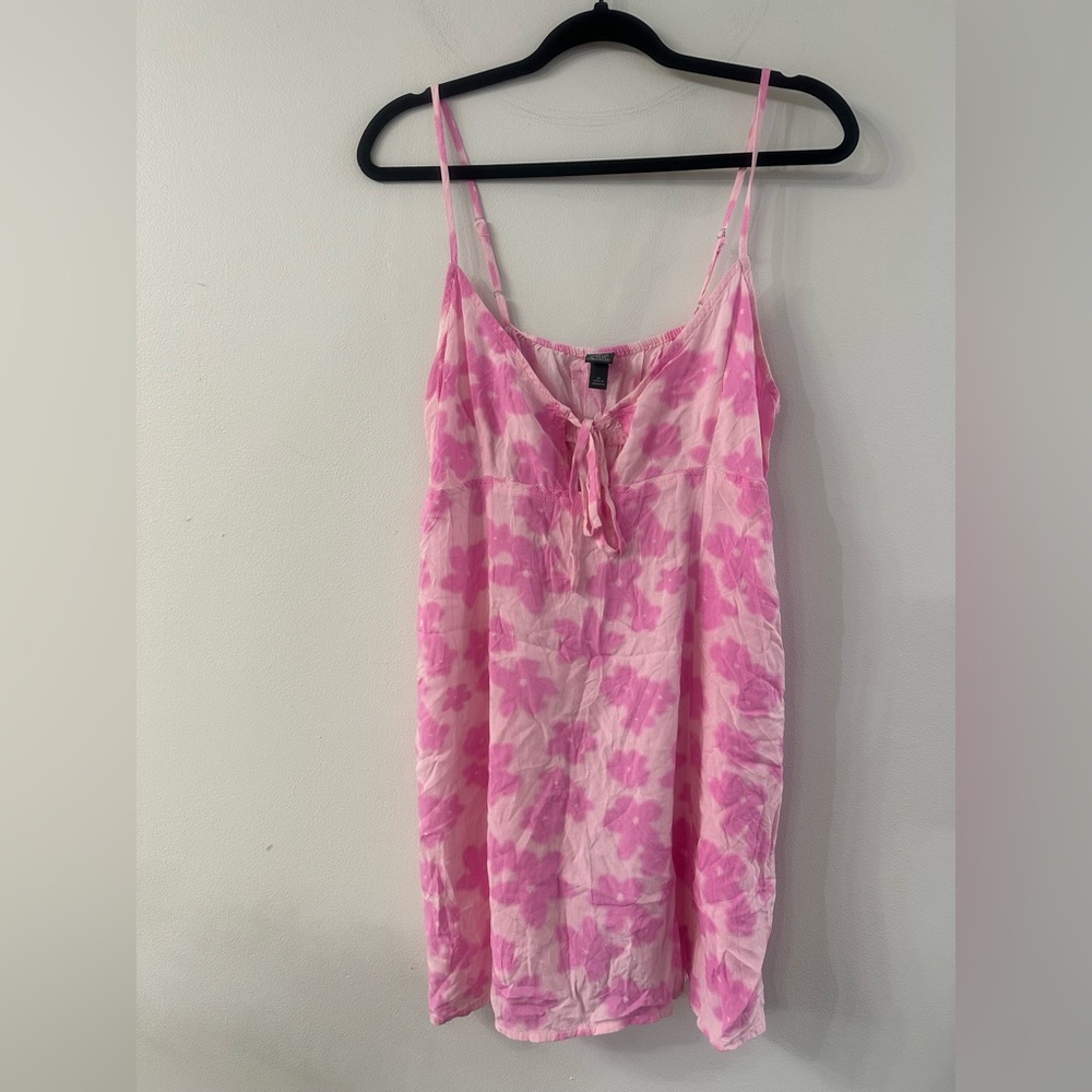 Pink Floral Spaghetti Strap Dress